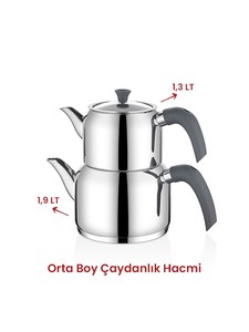  DELUX ORTA BOY ANTRASİT SOFT ÇAYDANLIK TAKIMI