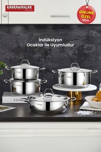 Yağmur İndüksiyon Tabanlı 8 Parça Tencere Seti